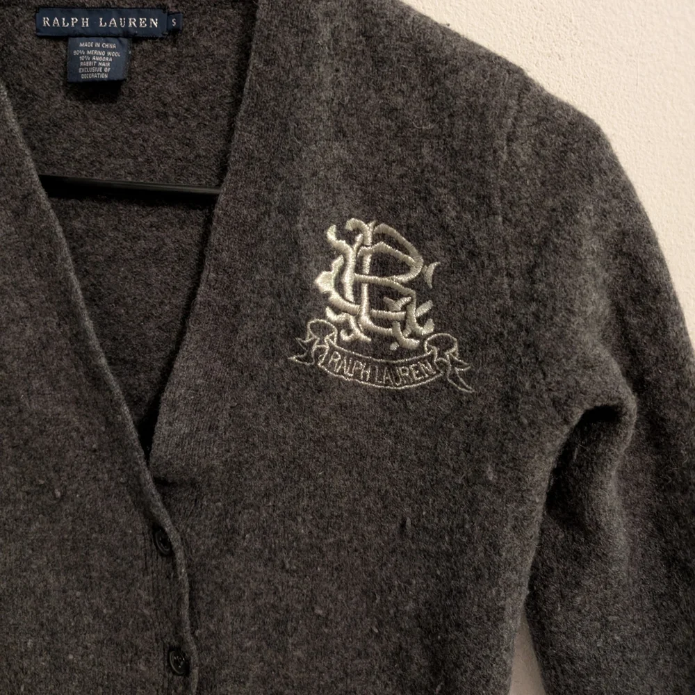 VTG Ralph Lauren Cardigan Kids Gray Wool Angora Sweater Vintage Rabbit Hair READ